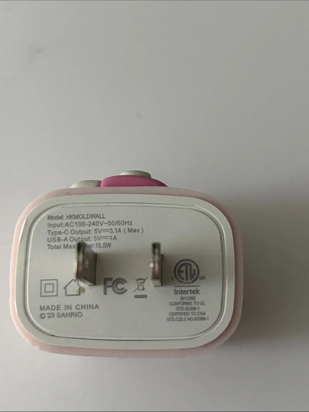 Hello Kitty Pink and White Plug Cover with Bow Accent & (2) Wire Protectors